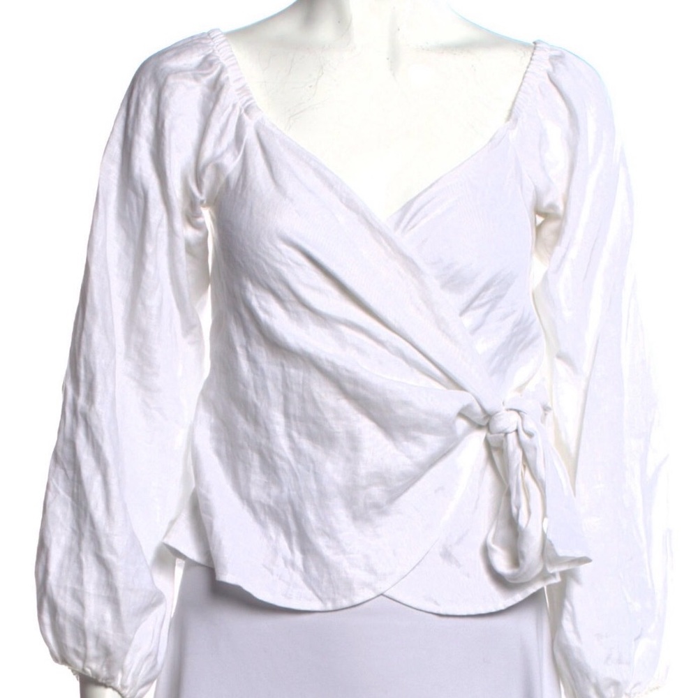 Reformation White Wrap Blouse
